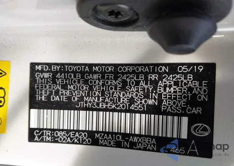 2019 Lexus Ux 200 z USA, uszkodzony, nr VIN JTHY3JBH5K2014551